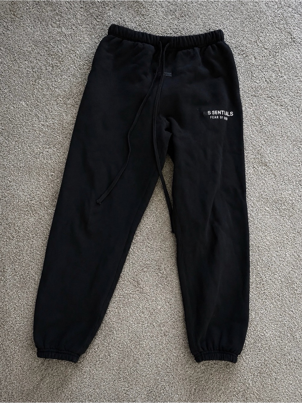 Fear of God ESSENTIALS Core Collection Jet Black Logo Sweatpants Joggers Small - Picture 5 of 11